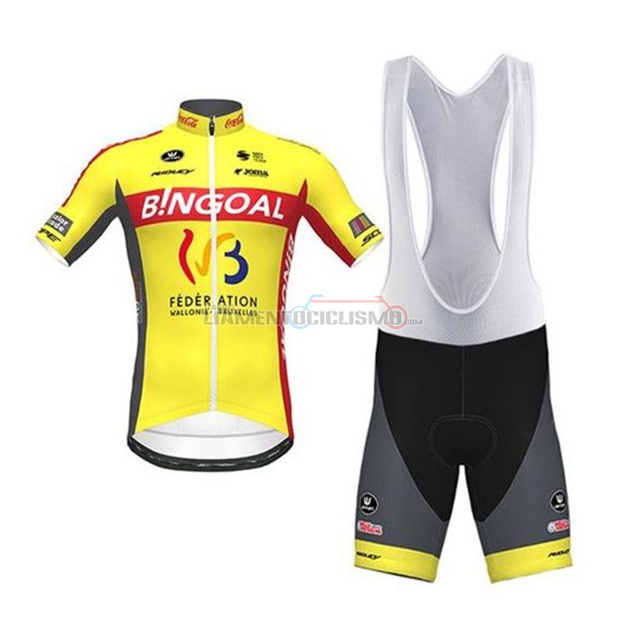 Abbigliamento Ciclismo Wallonie Bruxelles Manica Corta 2020 Giallo Rosso